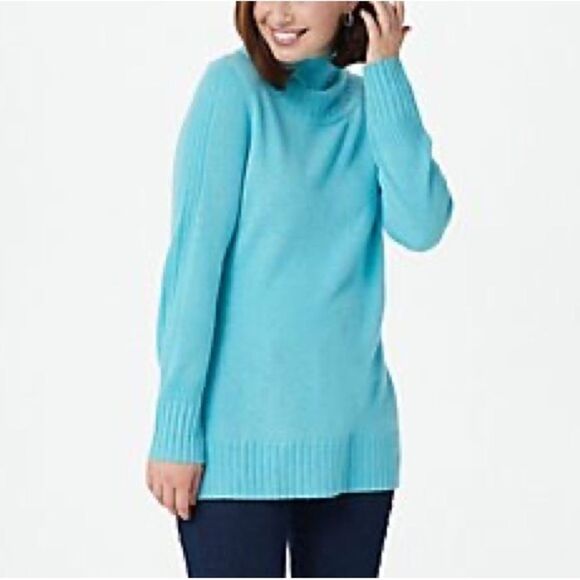 Isaac Mizrahi Live! 2-Ply Cashmere Turtleneck Sweater - Picture 1 of 9